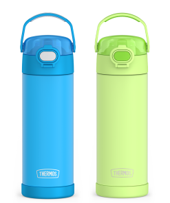 16oz FUNtainer® Water Bottles with Locking Lids Electric Blue & Neon Lime Bundle