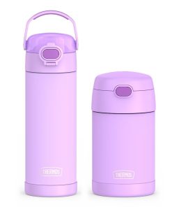 16oz FUNtainer® Water Bottle with Locking Lid & Food Jar Bundle - Neon Purple
