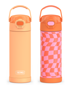 16oz FUNtainer® Water Bottles with Locking Lids Neon Orange & Wavy Checkers Orange Bundle